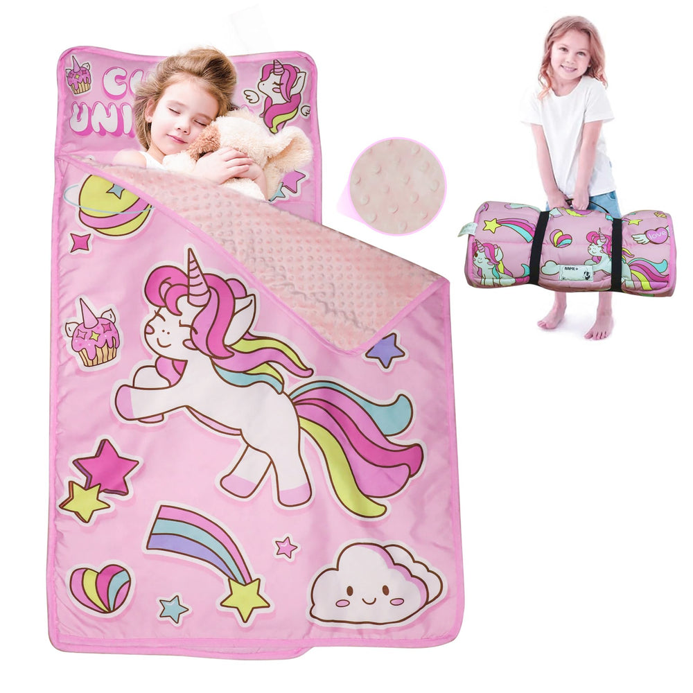 AKPLIT Nap Mat unicorn pink folded neatly for easy storage