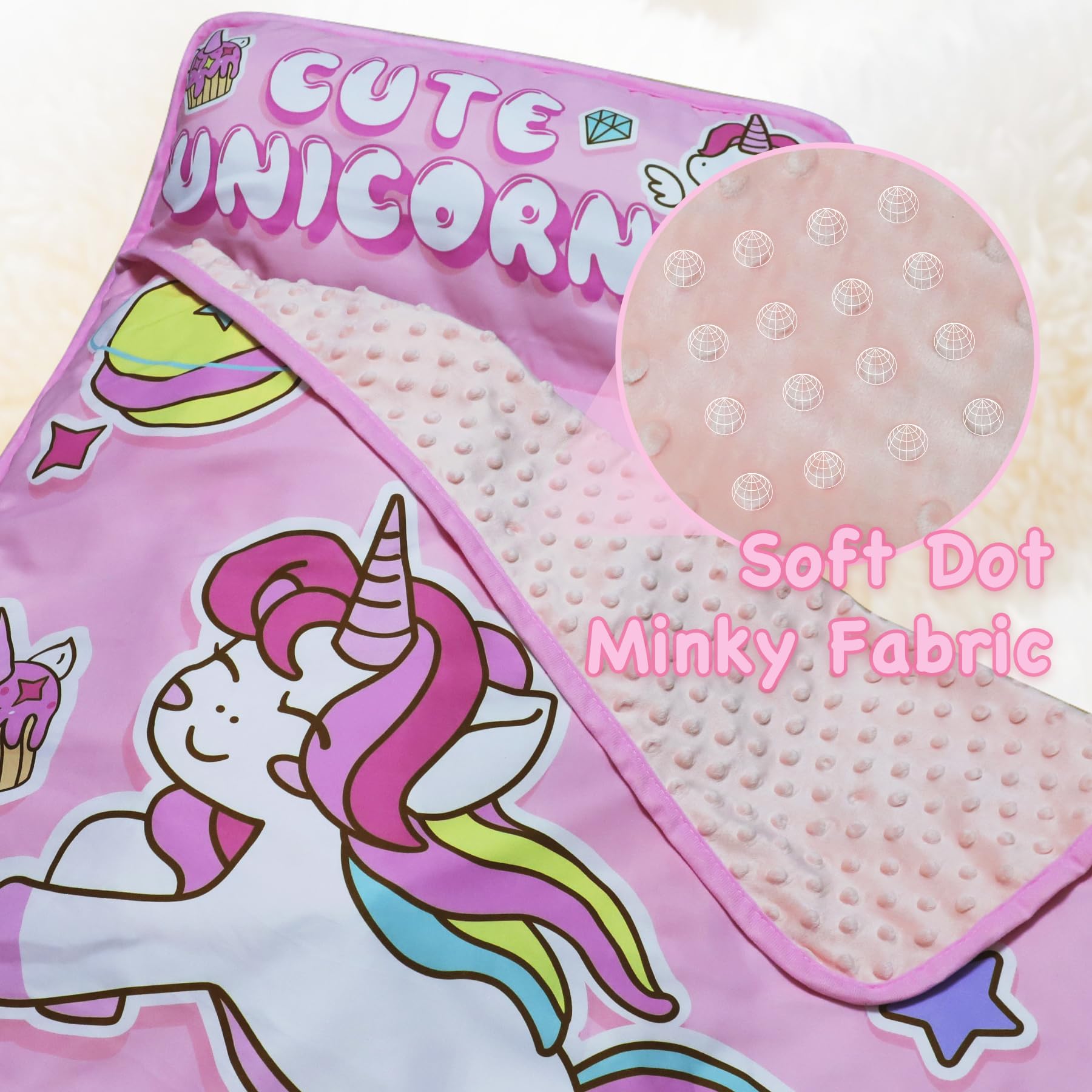 AKPLIT Nap Mat unicorn pink roll-up design ready for transport