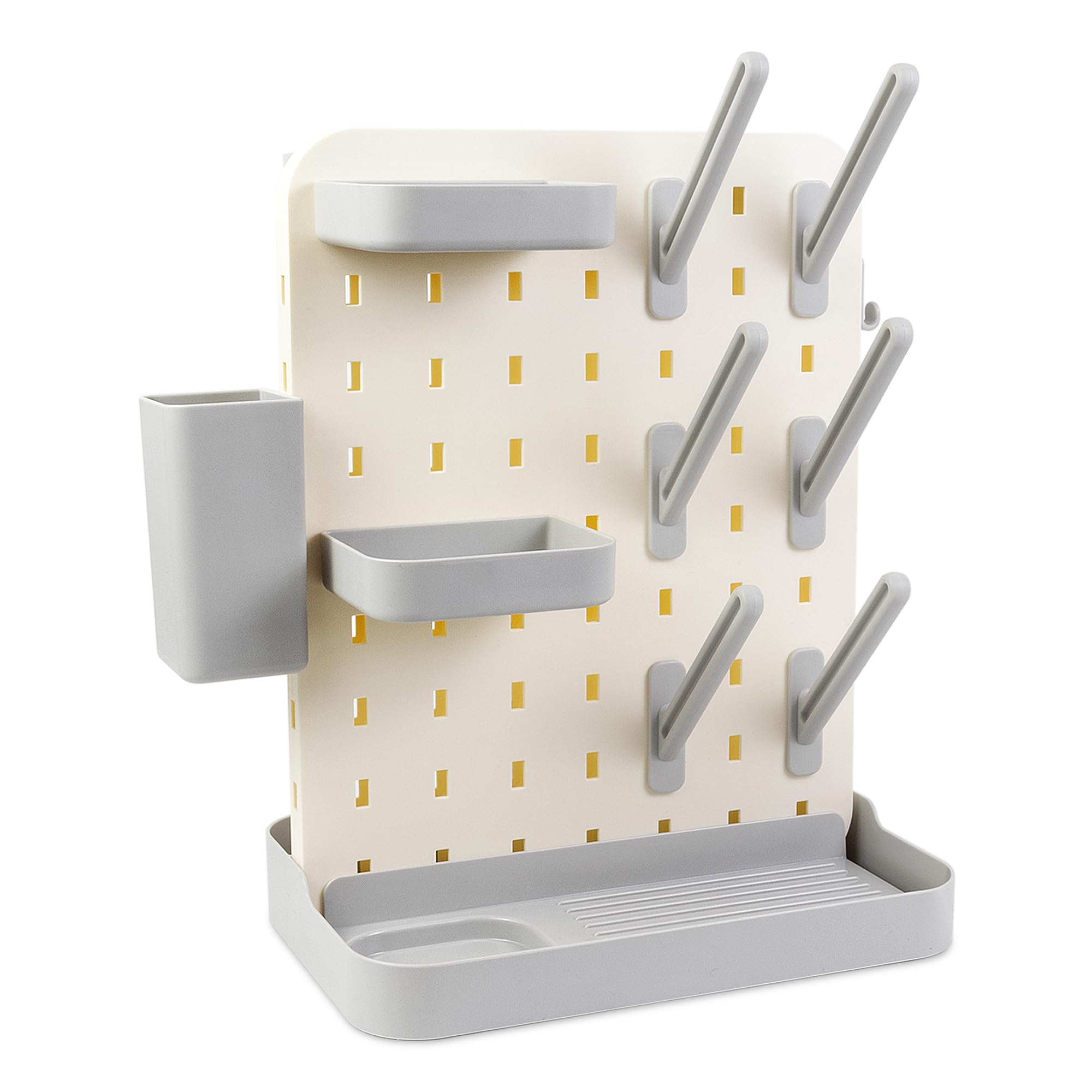 AKS B2C larger baby bottle drying rack gray top view for compact countertop use