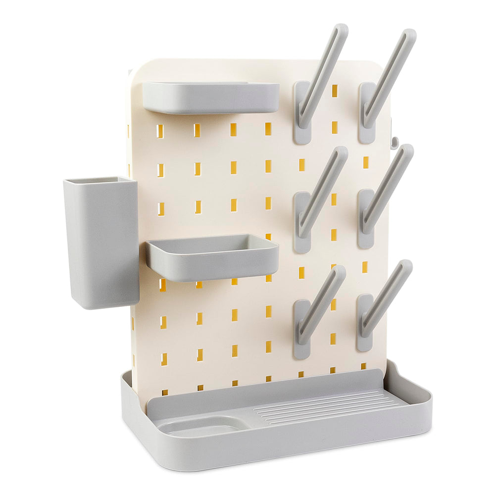AKS B2C larger baby bottle drying rack gray top view for compact countertop use