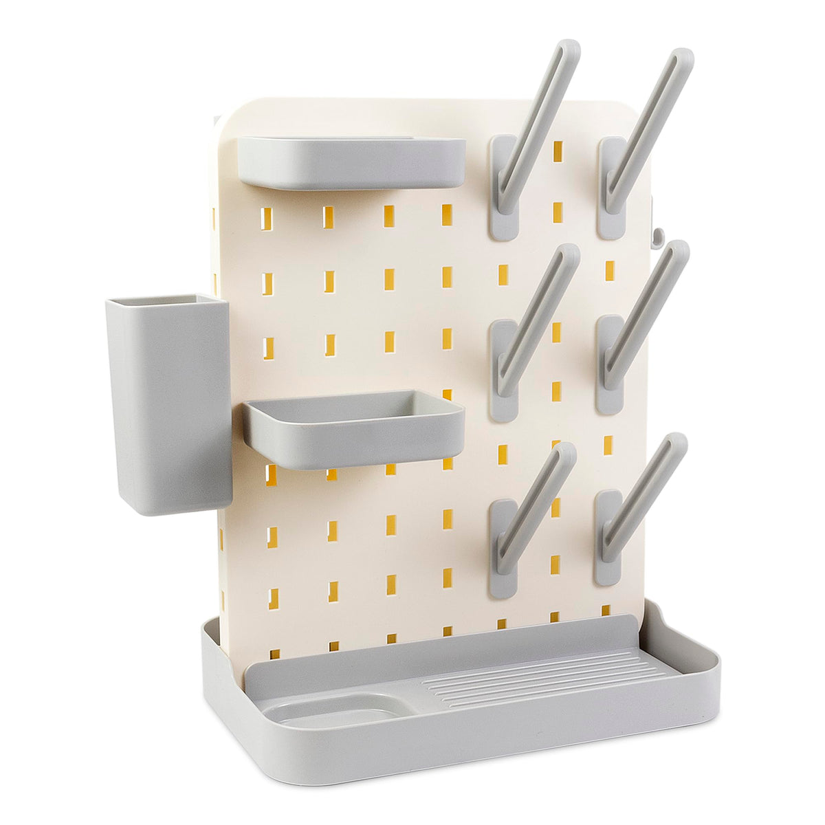 AKS B2C larger baby bottle drying rack gray top view for compact countertop use
