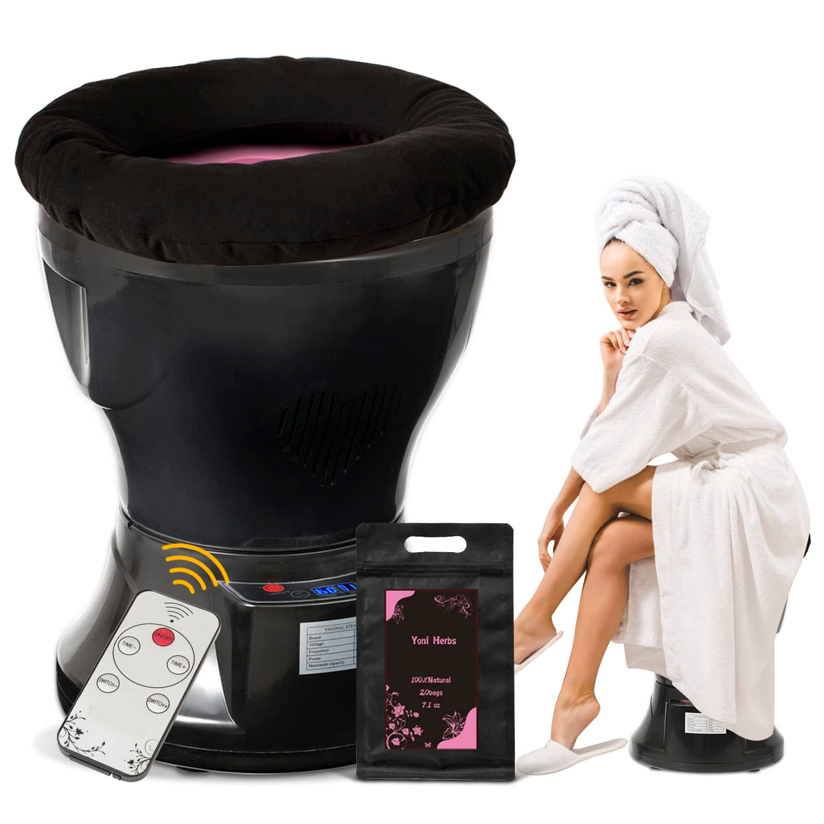 AKSOVA Yoni Seat Kit top view showing compact at-home steam setup for convenient care.