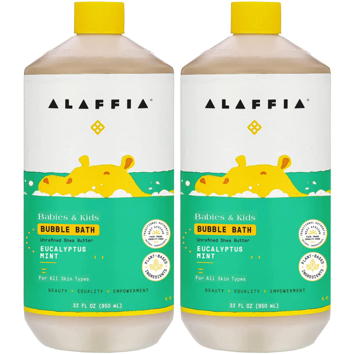 Alaffia Babies and Kids Bubble Bath bottle pouring for gentle cleansing