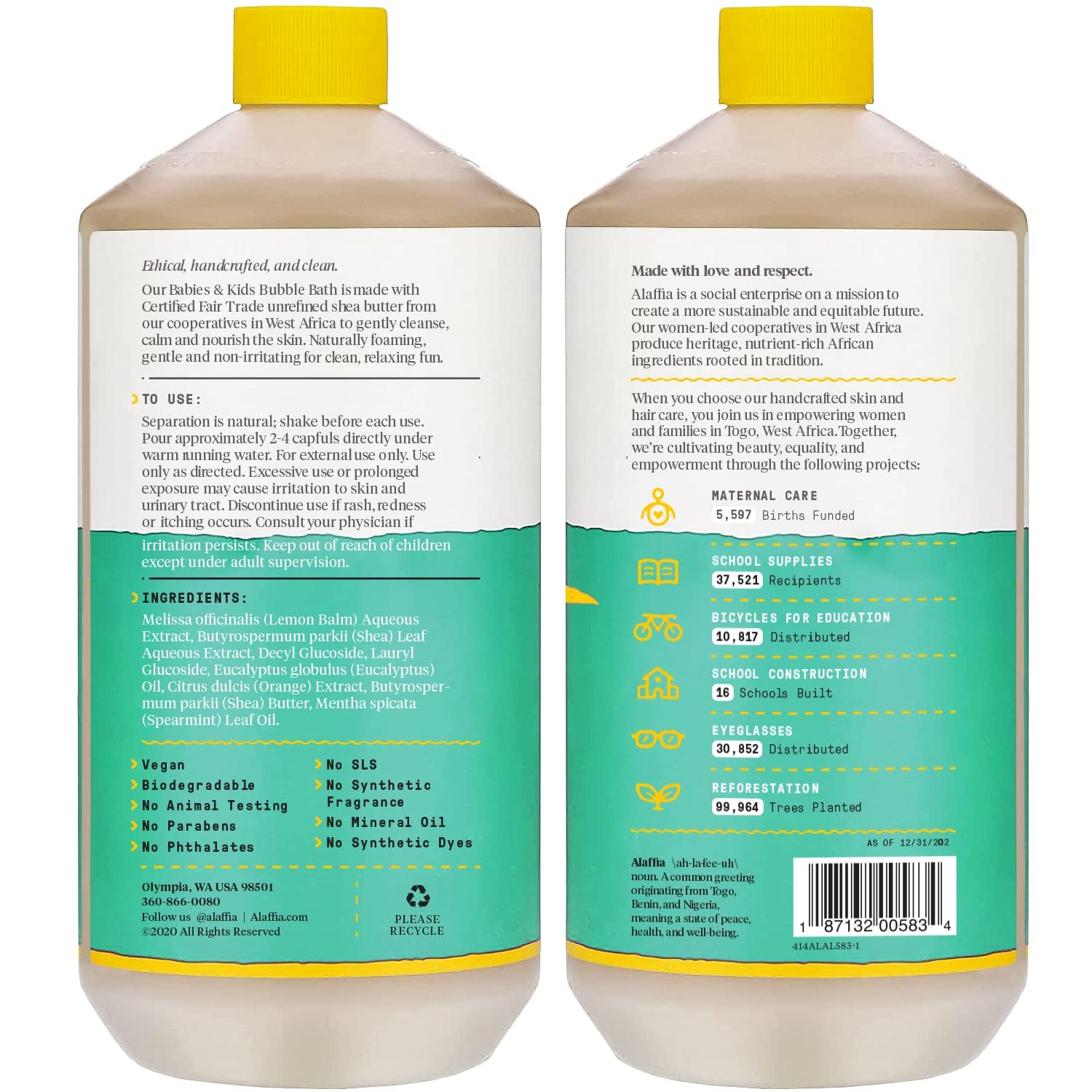 Alaffia eucalyptus mint bubble bath foam for a refreshing, calming bathtime ritual.
