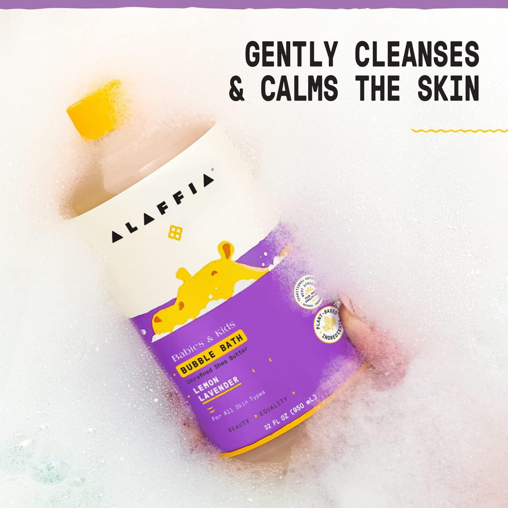 Alaffia bubbles rise with lavender and lemon balm fragrance.