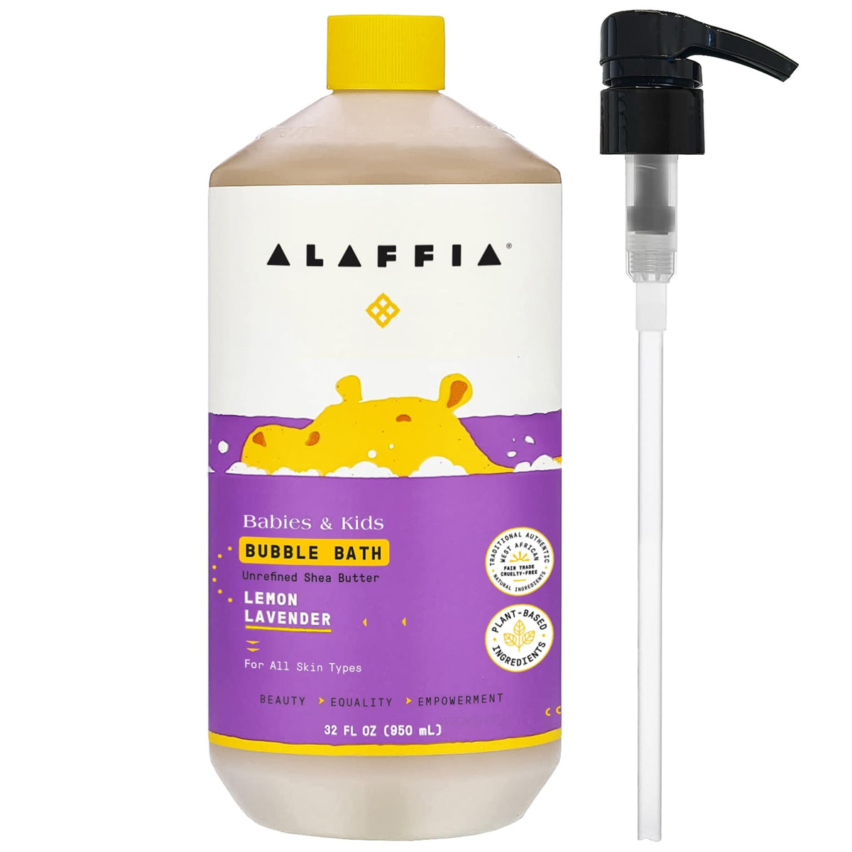 Alaffia Babies Bubble Bath Lemon Lavender pump bottle for gentle cleansing.