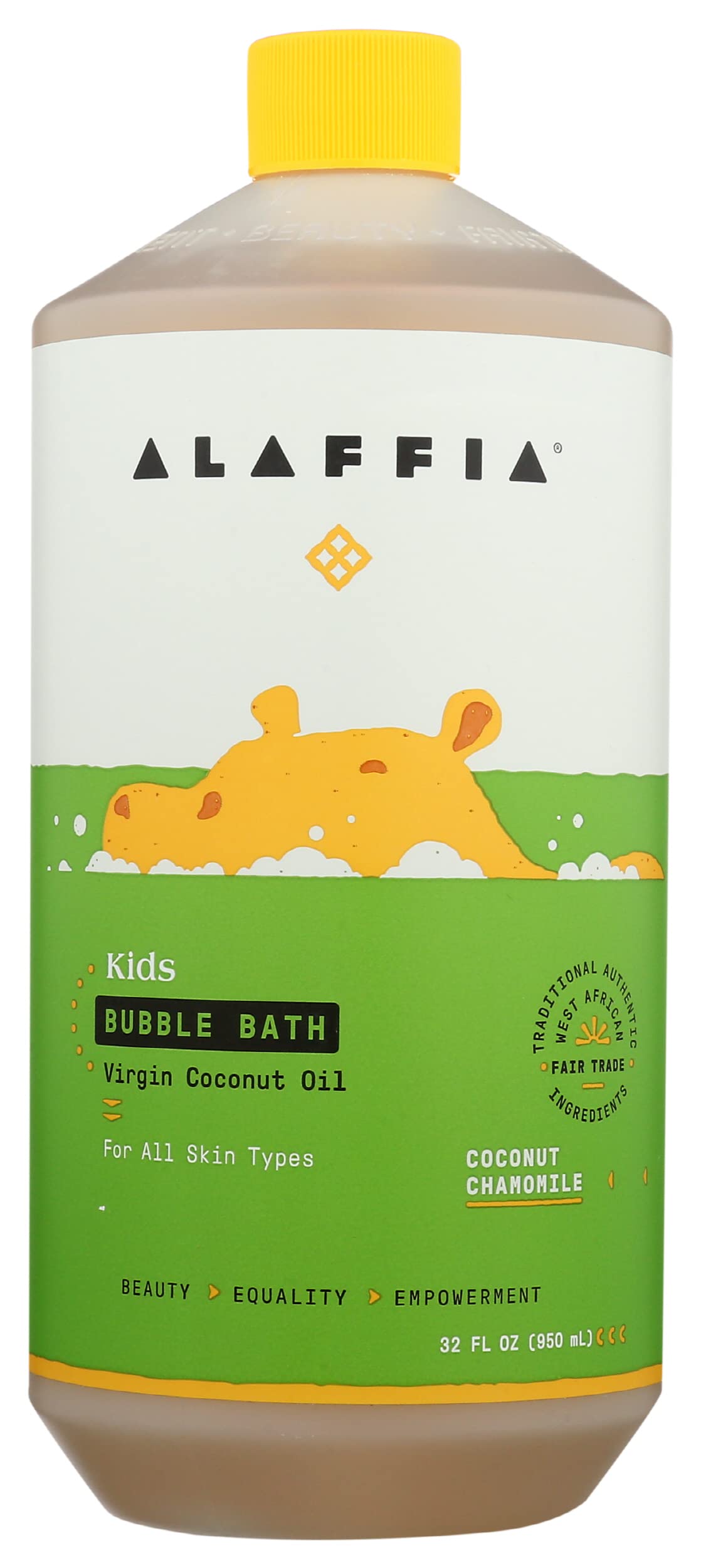 Alaffia Baby & Kids coconut chamomile bubble bath bottle for a gentle, soothing bath
