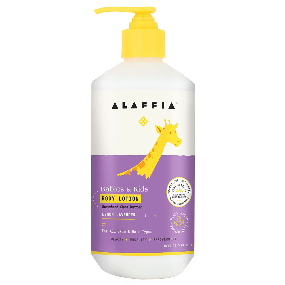 Alaffia Everyday Shea Body Lotion bottle demonstrates gentle hydration for sensitive skin.
