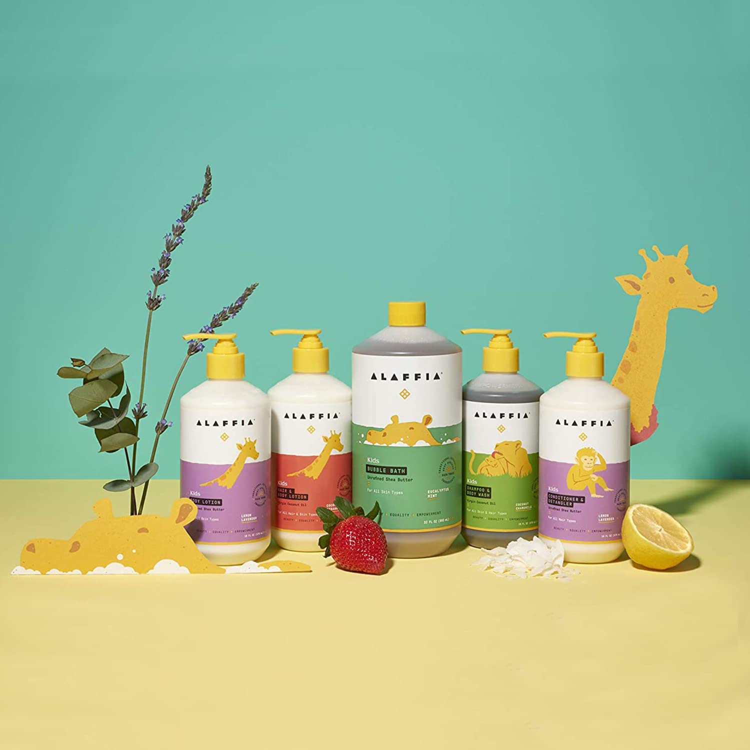 Alaffia pack of 2 bottles on display for convenient everyday family use.