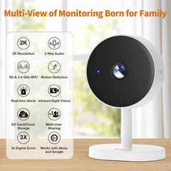 Alaga 2K indoor camera with dual-band wifi for stable streaming.