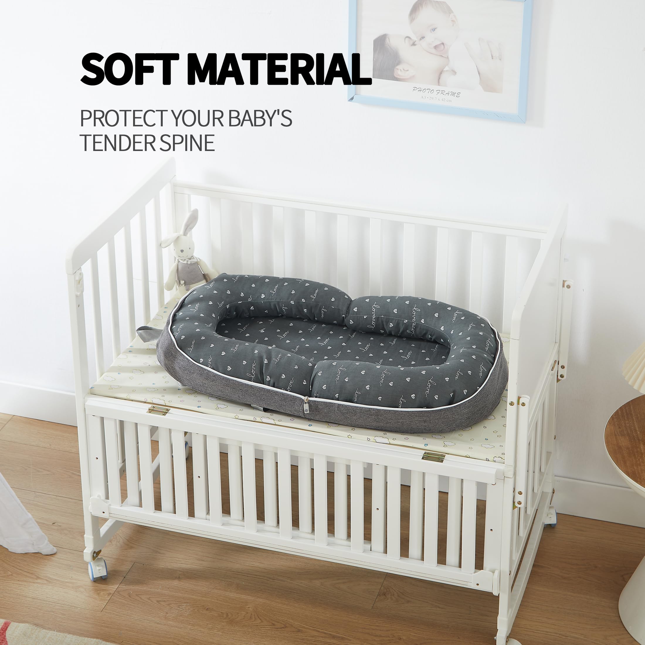 AlamzBeaba baby lounger gray suitable for rest, play, or napping