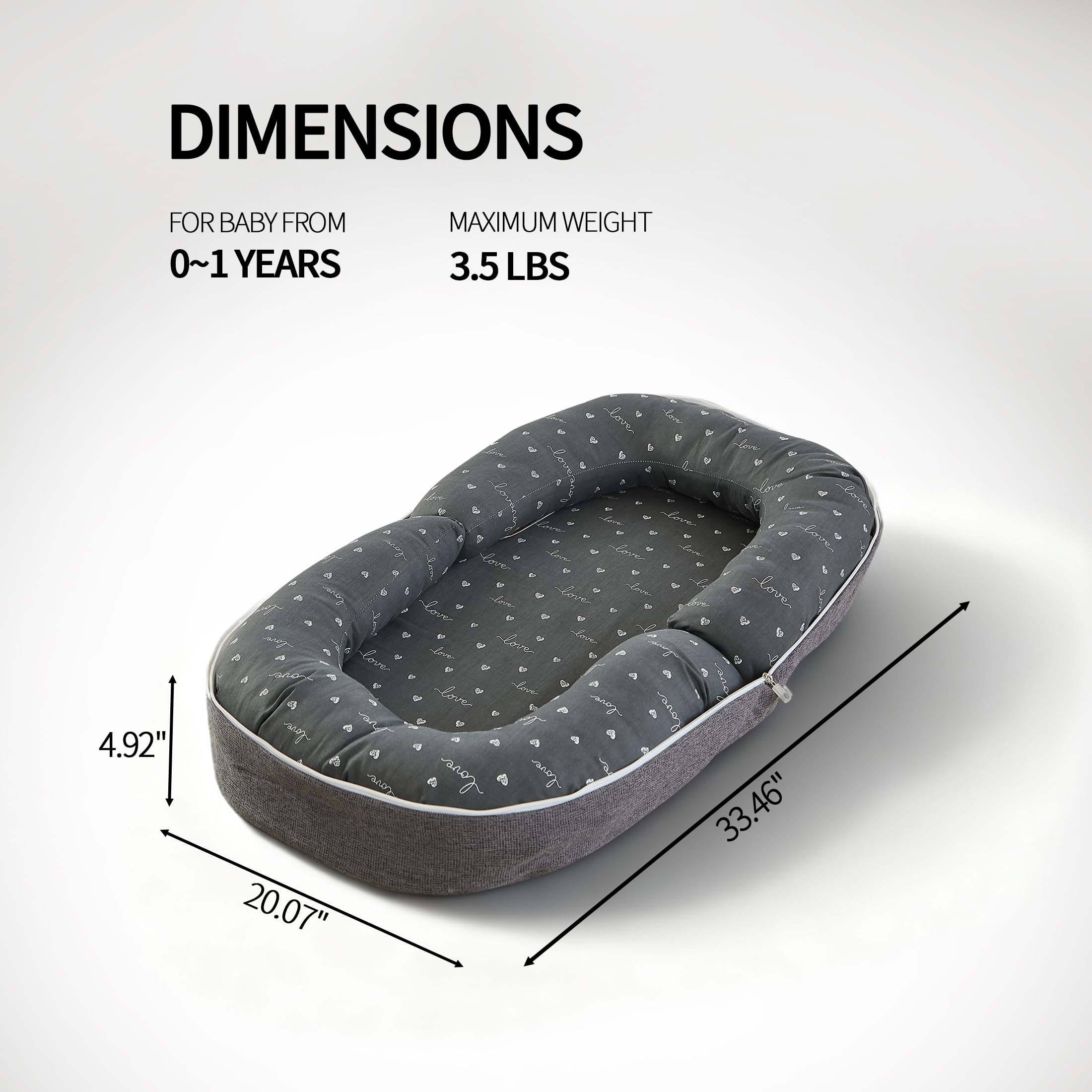 AlamzBeaba baby lounger gray portable for home or outdoors