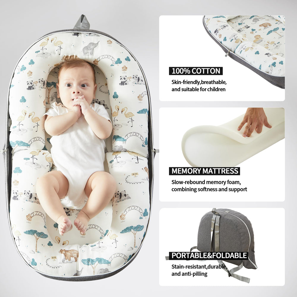 AlamzBeaba lounger with removable cover keeps nursery clean