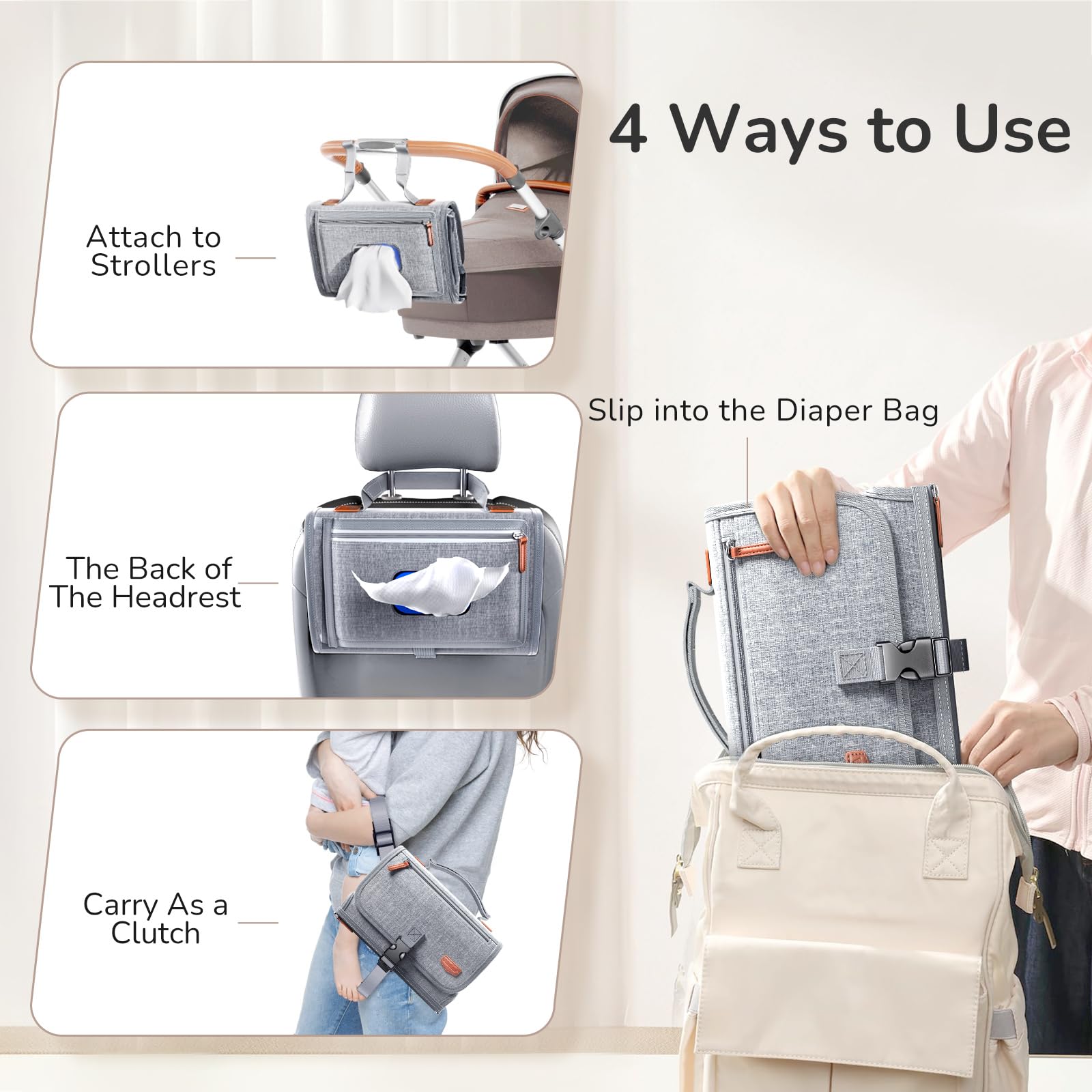 Alatino versatile carry handle doubles as clutch or stroller attachment