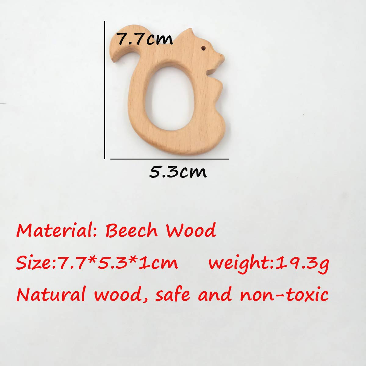 Alenybeby cartoon wood teether two-piece set with smooth natural wood