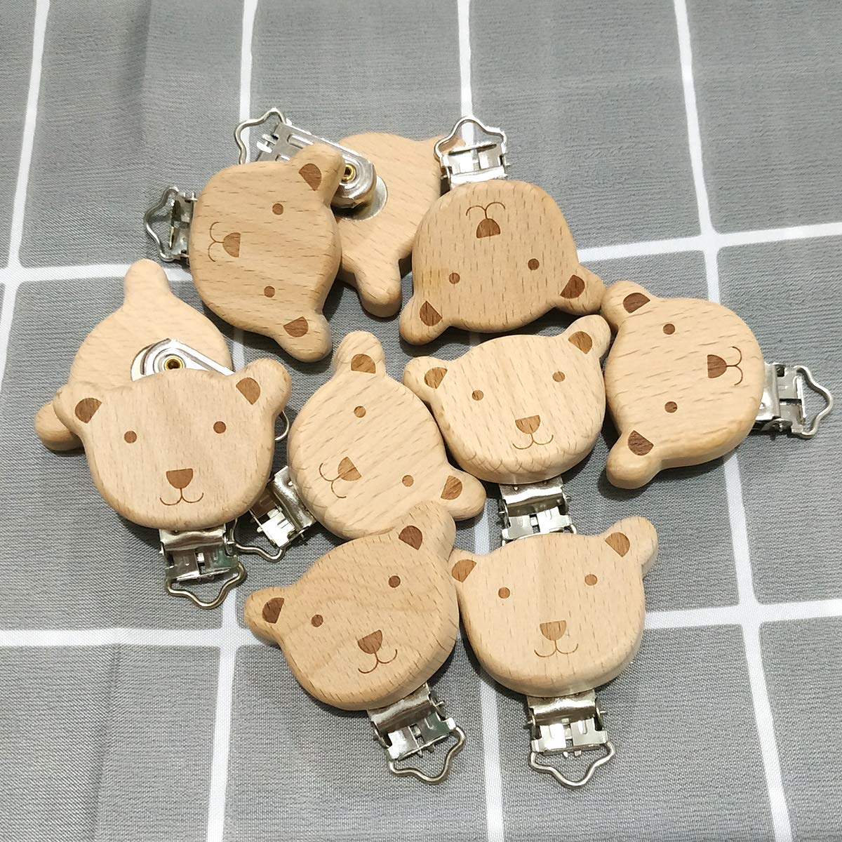 Alenybeby natural wood baby bead clip for safe, stylish teething accessories