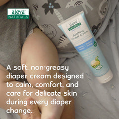 Close-up of Aleva Naturals diaper cream label showing fragrance-free and zinc-free formula