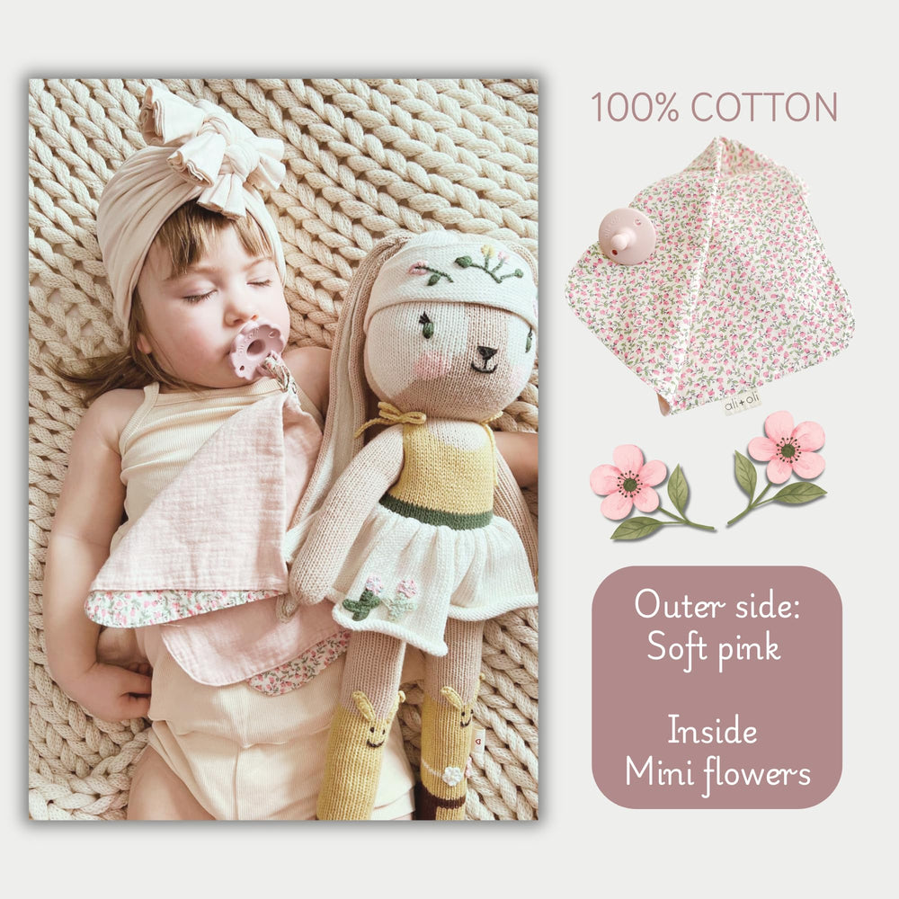 Ali+Oli 15x15 cuddle blanket showcases compact size for car rides and cuddles.