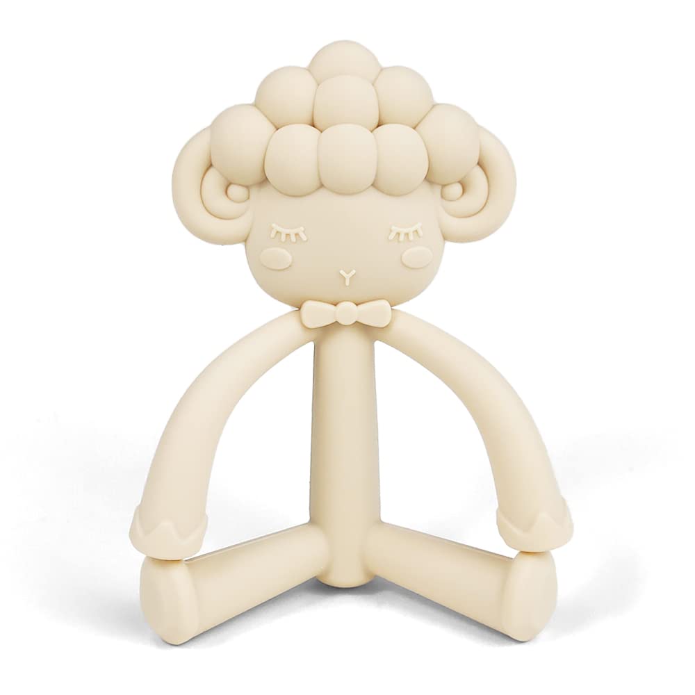 Ali+Oli baby sheep teether in soft silicone for soothing gums.
