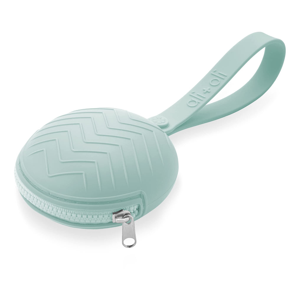 Ali+Oli pacifier holder case in mint keeps pacifiers secure on the go.