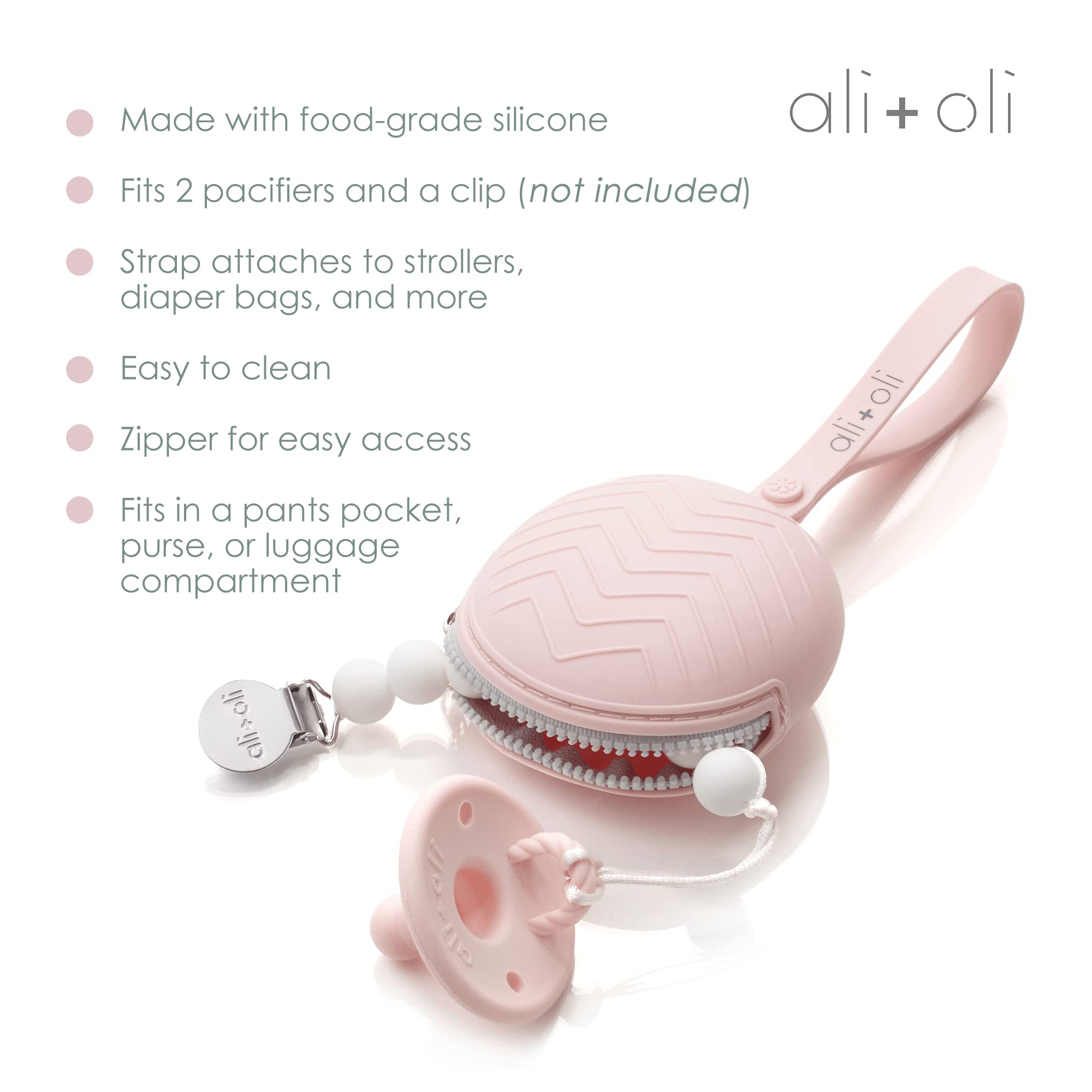 Ali+Oli diaper bag attachment demonstrating quick access with a secure hanging strap