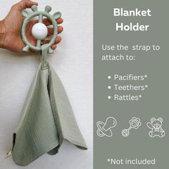 Ali+Oli infant cuddle blanket 15x15 inches in sage color.