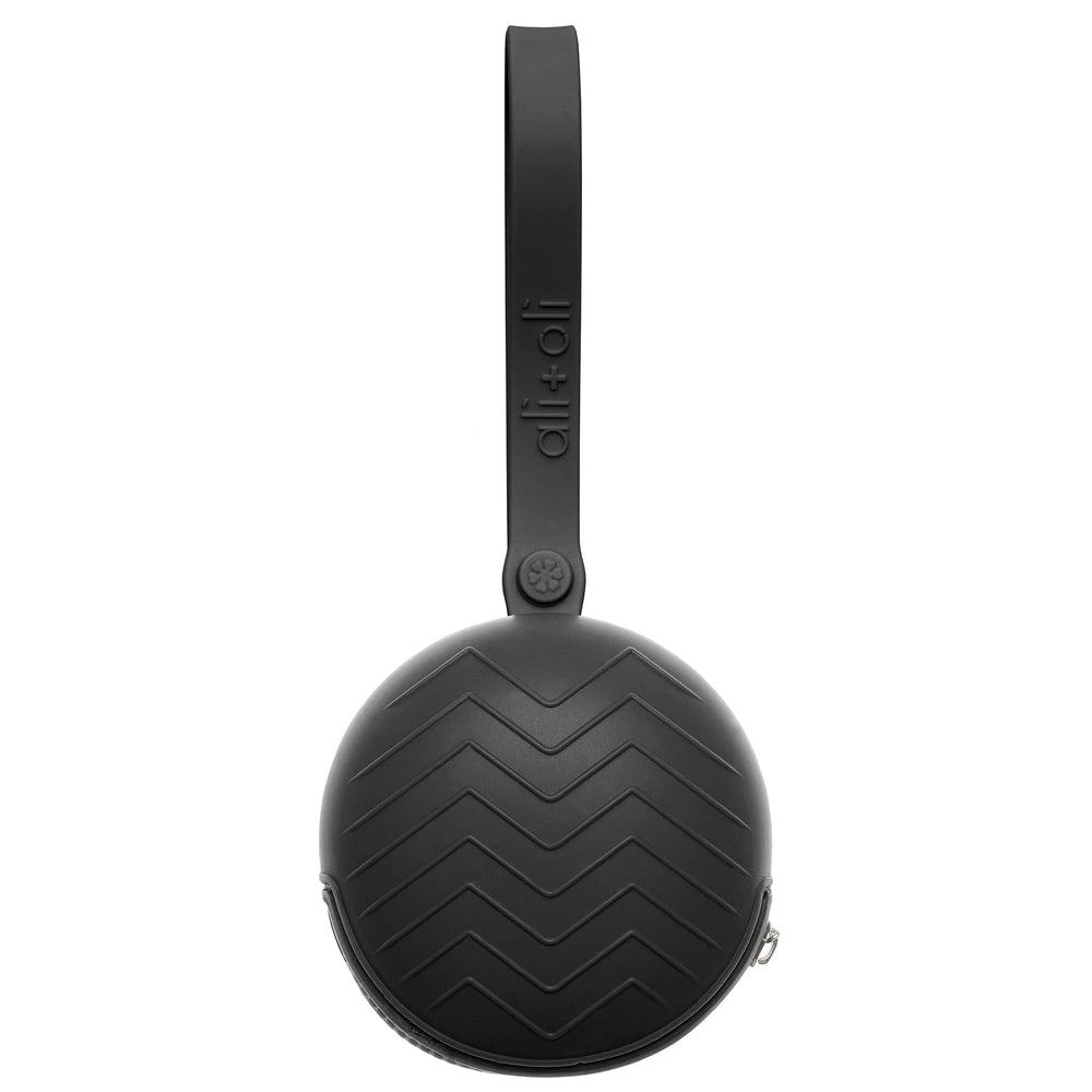 Ali+Oli multi-use case holding earbuds or lip balm beside pacifiers