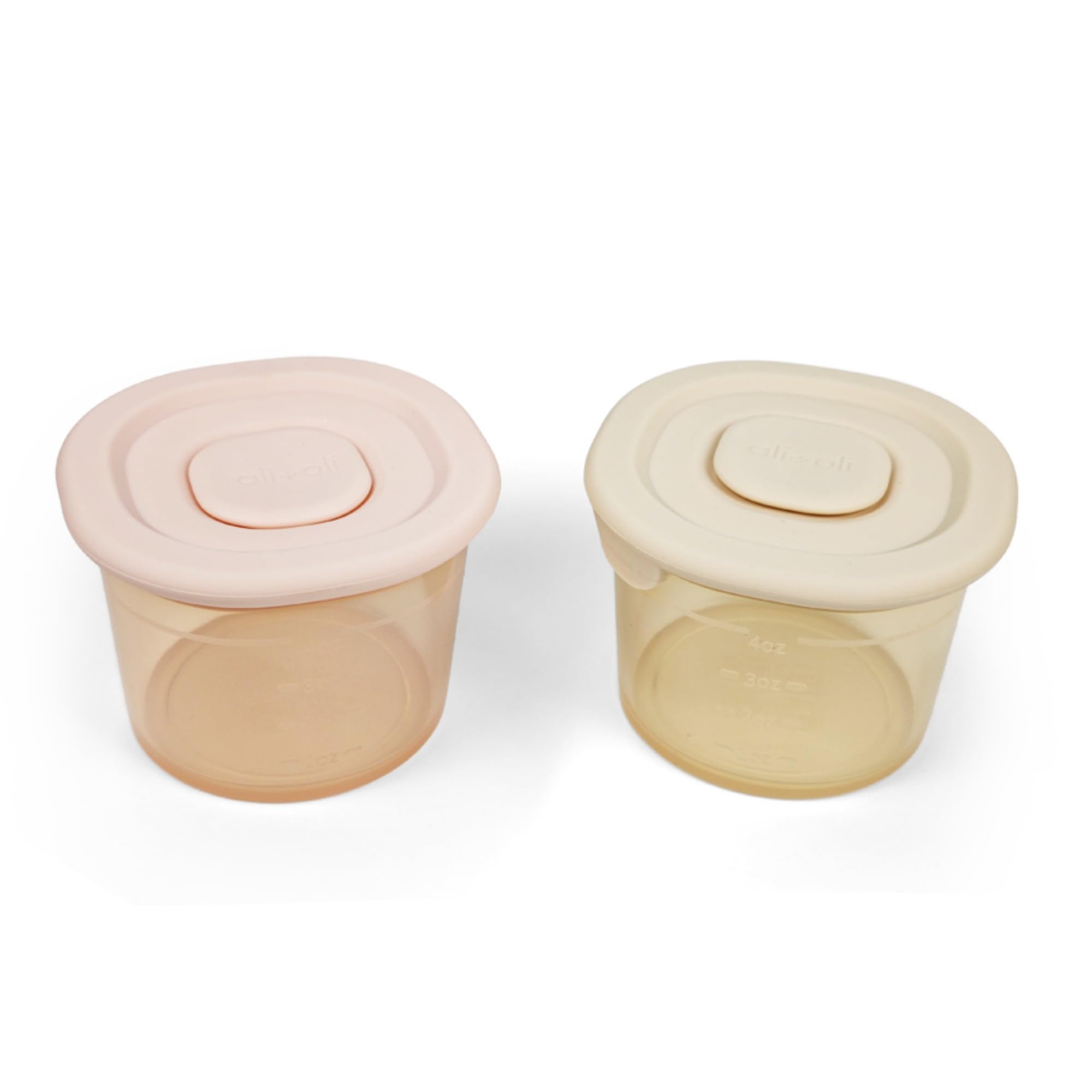 Ali+Oli silicone baby food containers with 4 oz capacity for precise portions