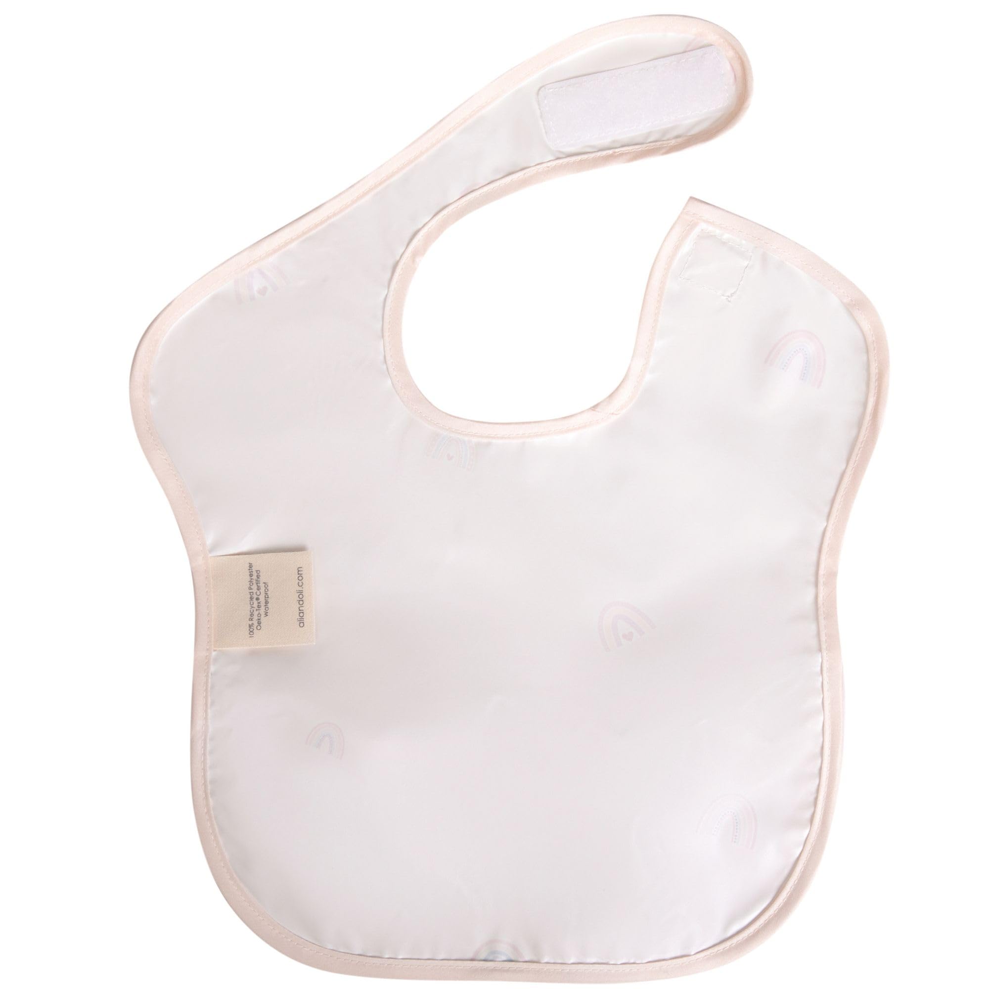 Ali+Oli Smock Bib travel-friendly foldable design fits bags.