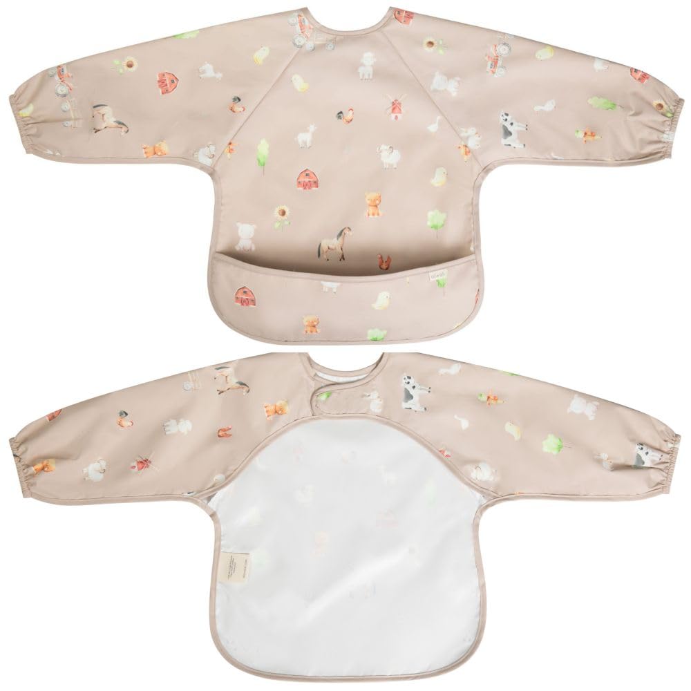 Ali+Oli farm long sleeve smock bib for clean meals