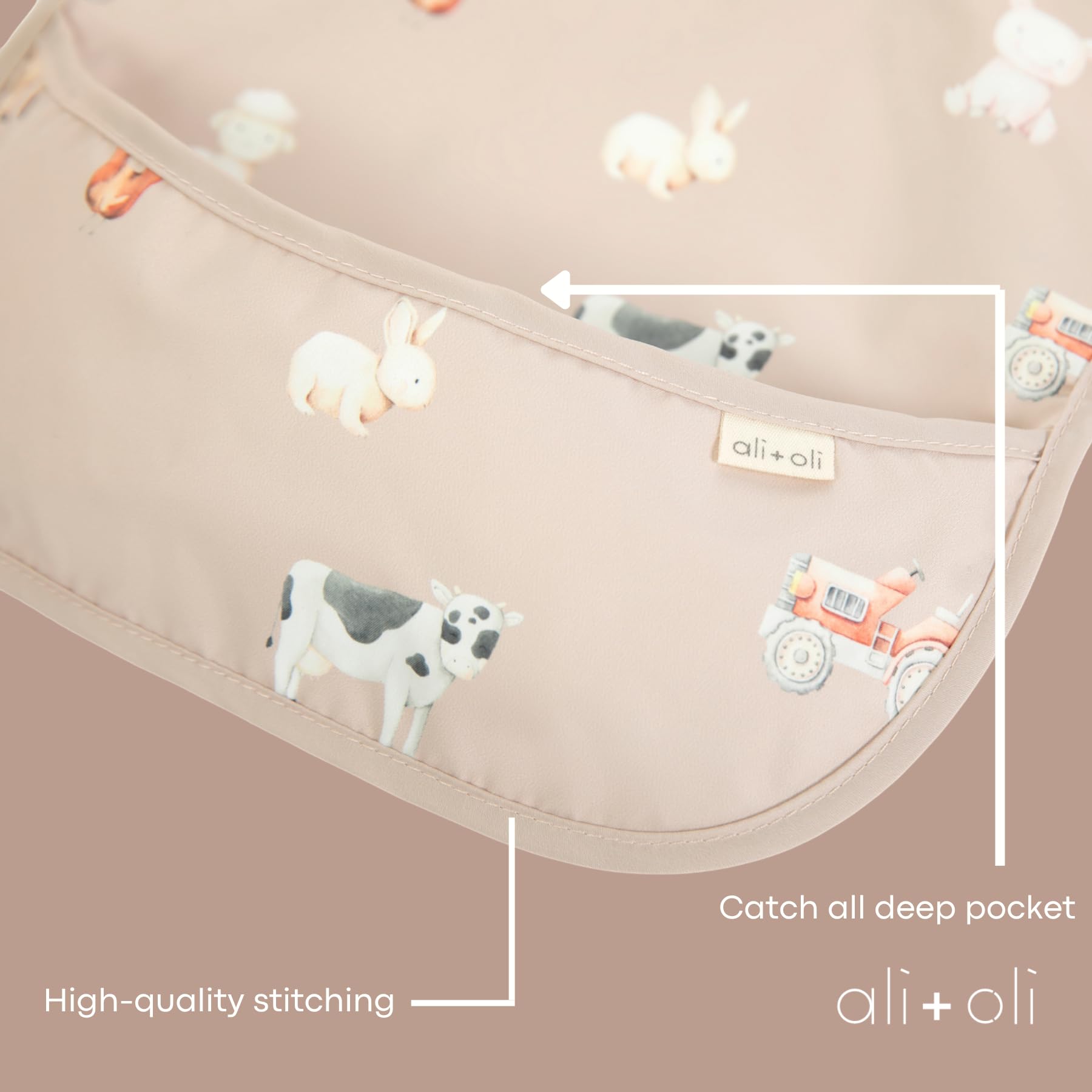 Ali+Oli Smock Bib folded for compact travel