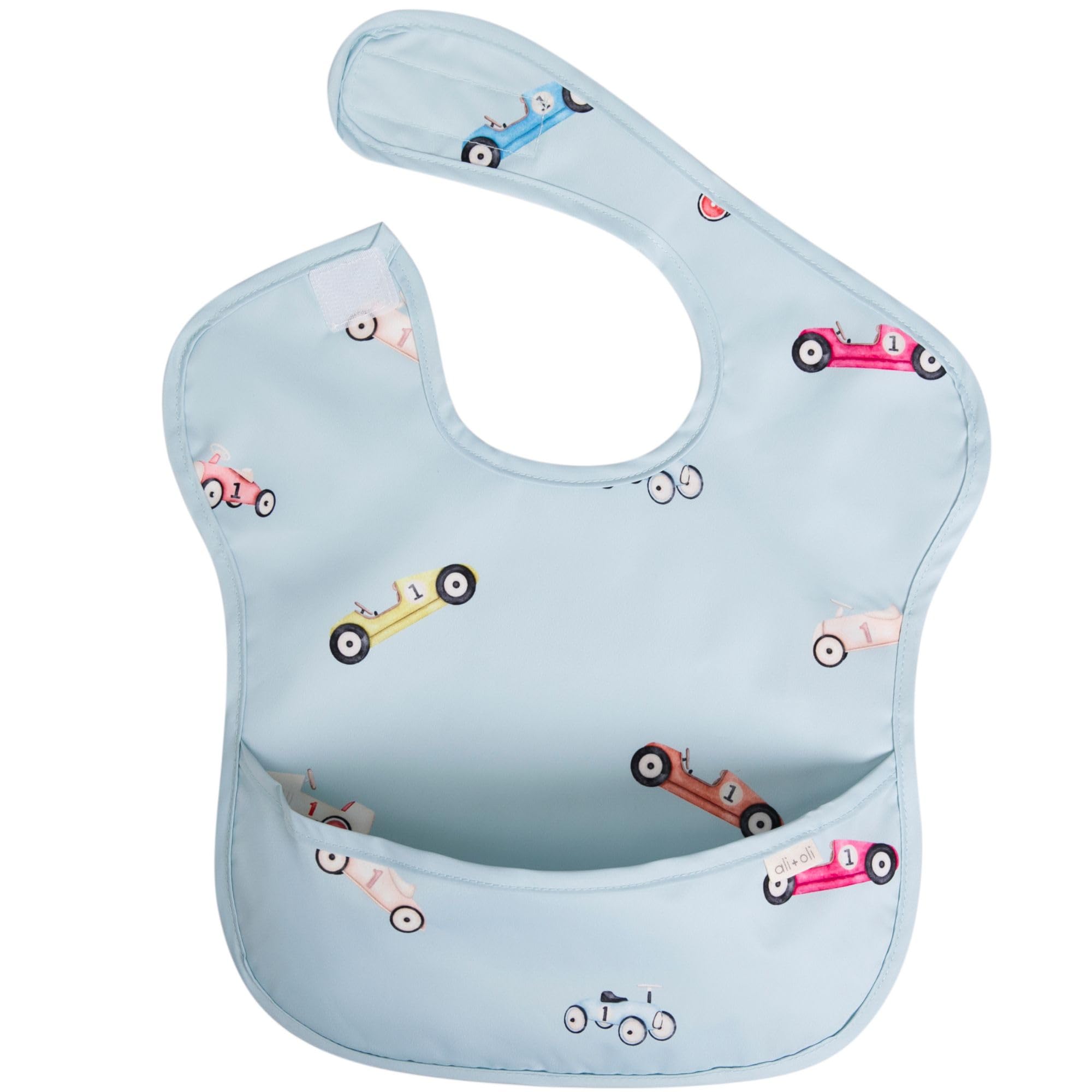 Ali+Oli Smock Bib collection, easy-clean design for baby-led feeding.