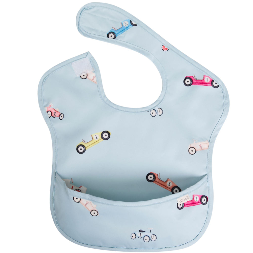 Ali+Oli Smock Bib collection, easy-clean design for baby-led feeding.