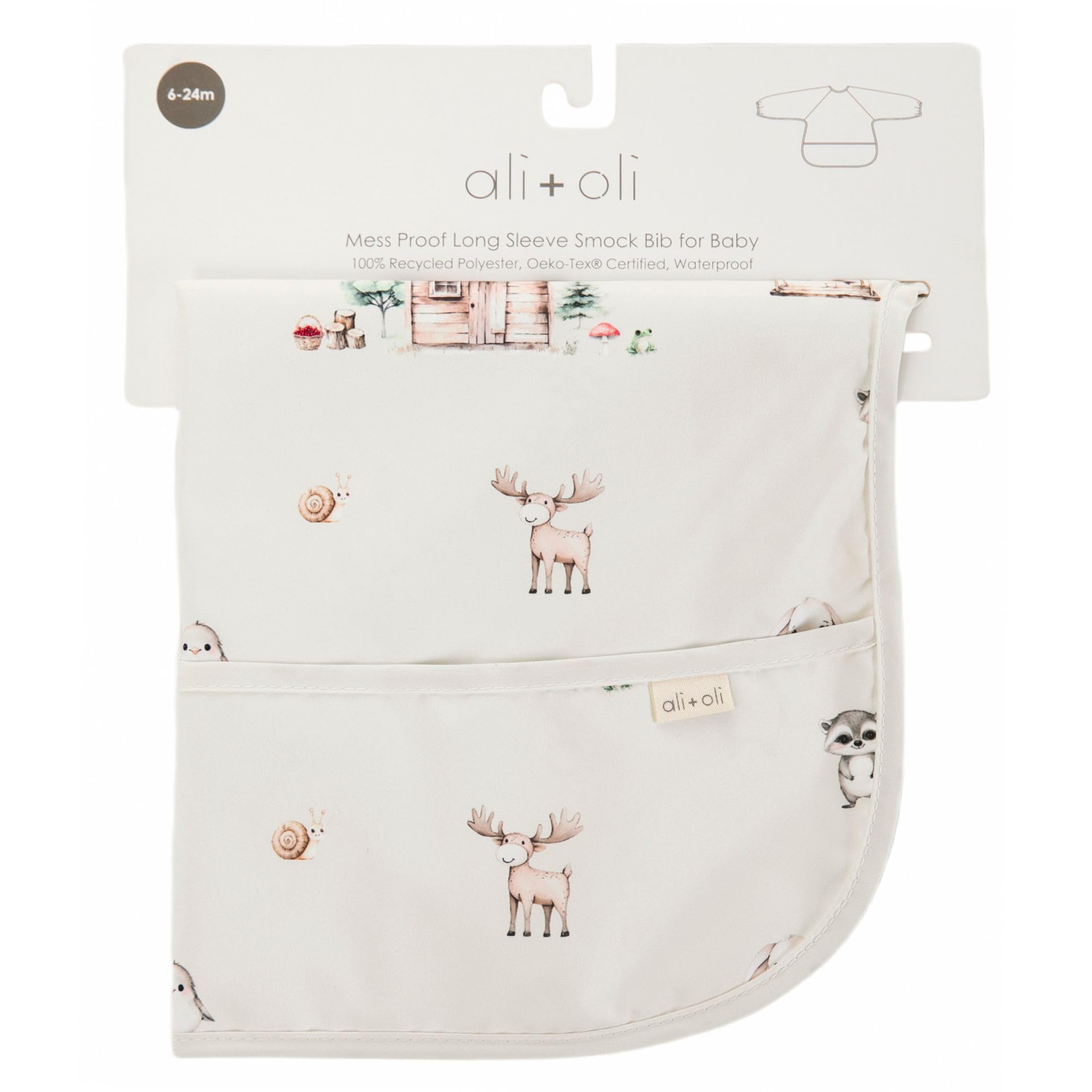 Ali+Oli Smock Bib features a soft neckline for comfortable wear.