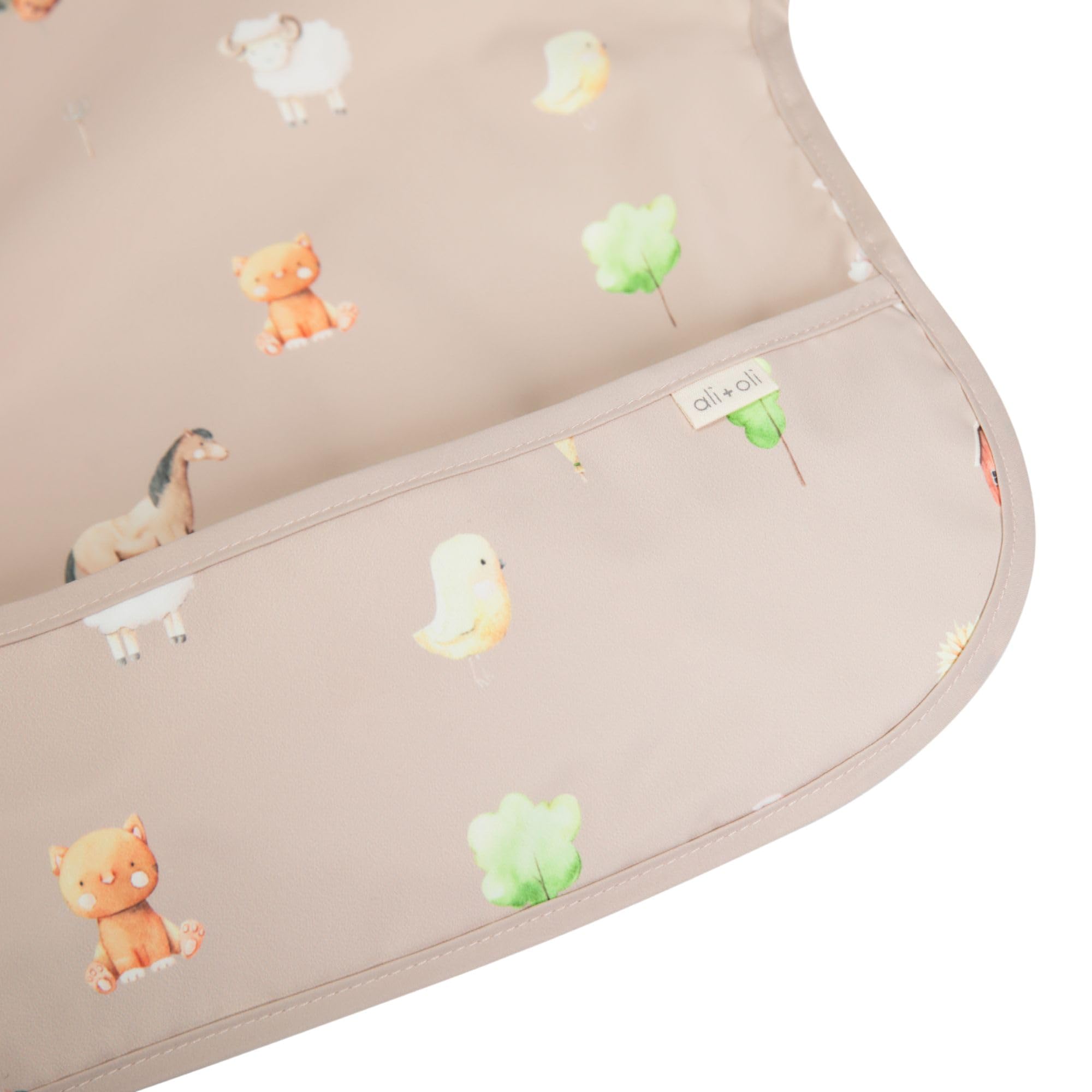 Ali+Oli smock bib waterproof front protects clothing during feeding