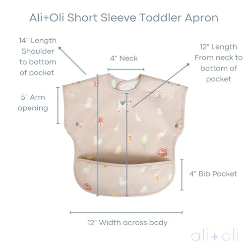 Ali+Oli Smock Bib waterproof coating detail for easy cleanup
