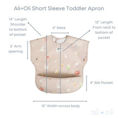 Ali+Oli Smock Bib waterproof coating detail for easy cleanup