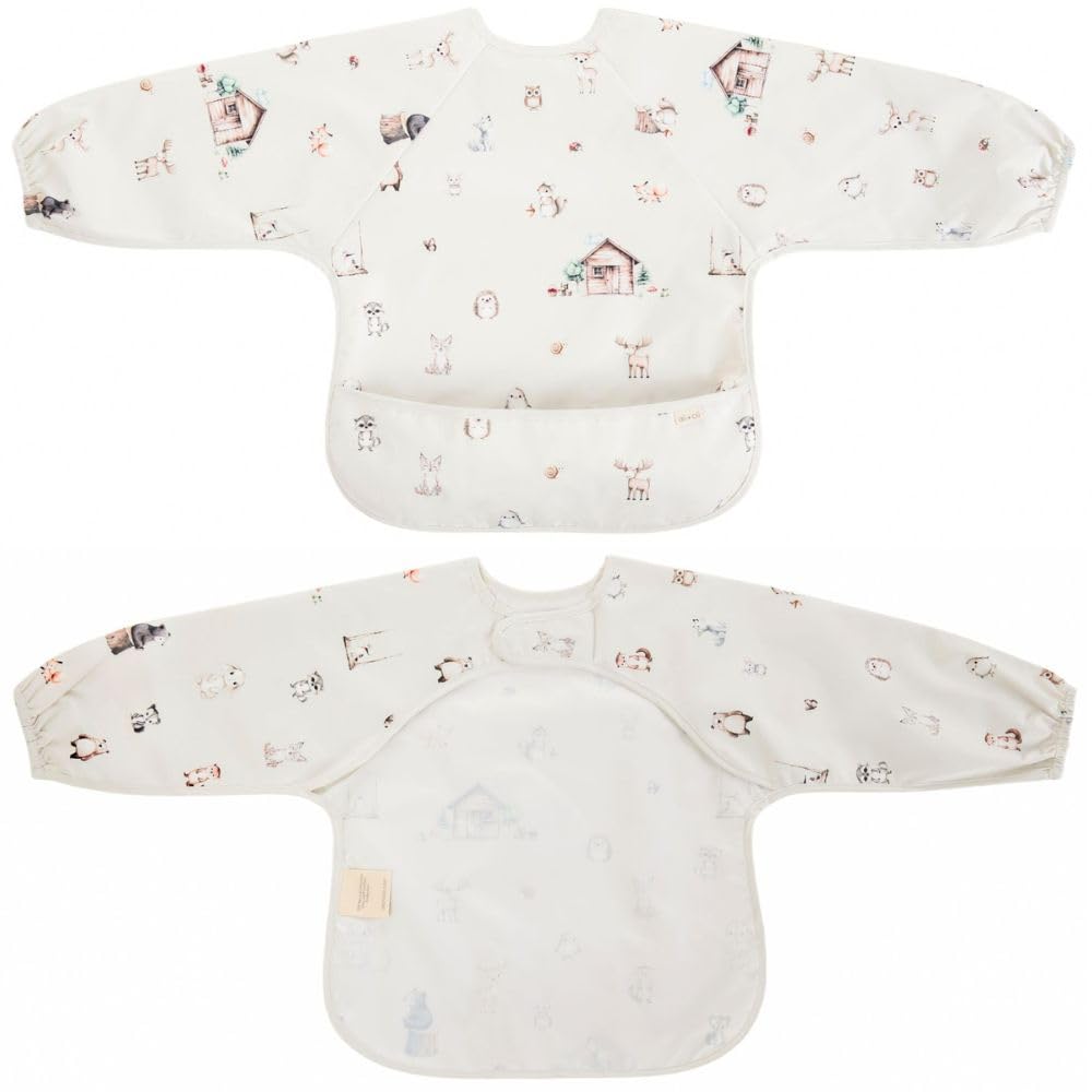 Ali+Oli Smock Bib woodlands long-sleeve protects outfits during meals.