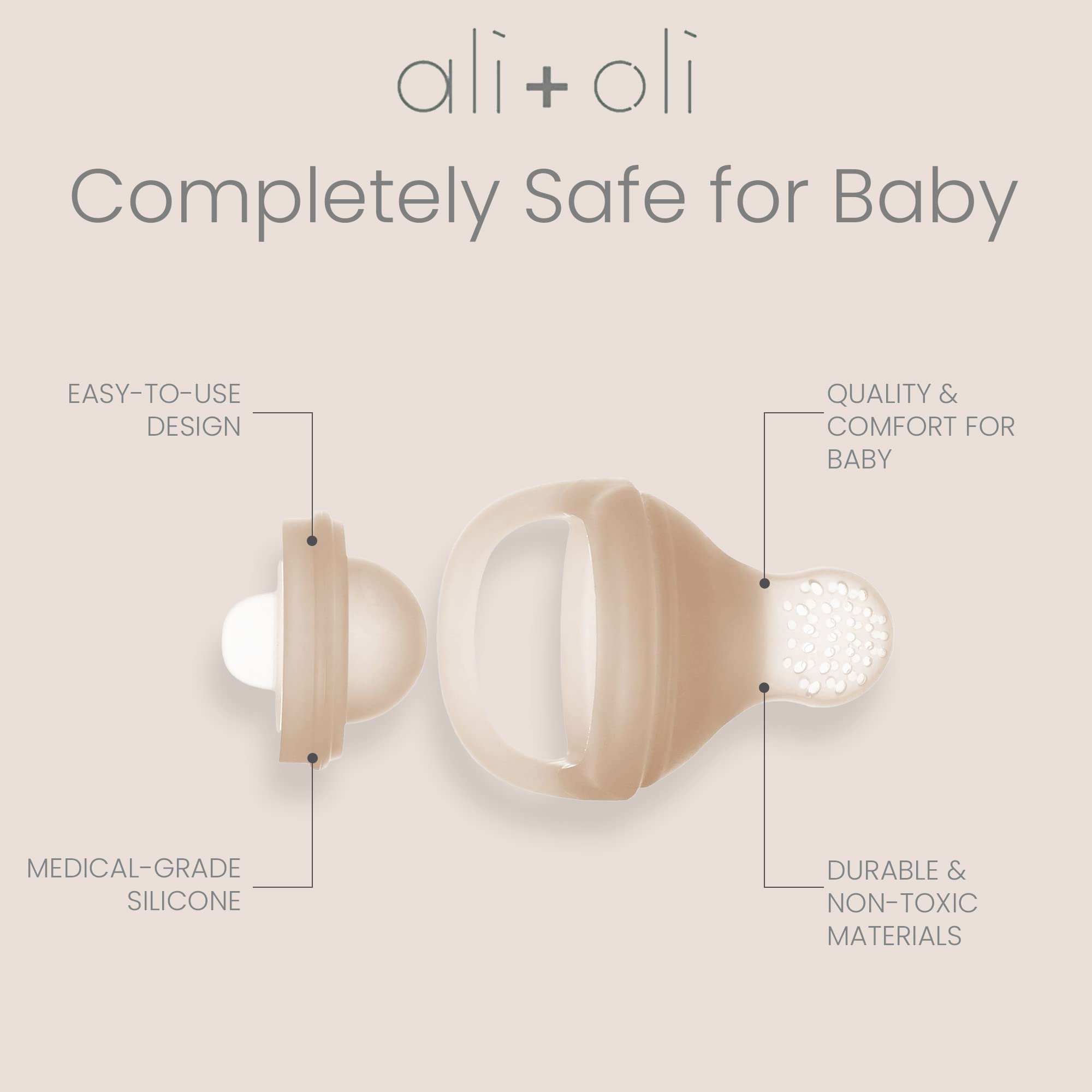 Ali+Oli soft teether and feeder in one for soothing gums.