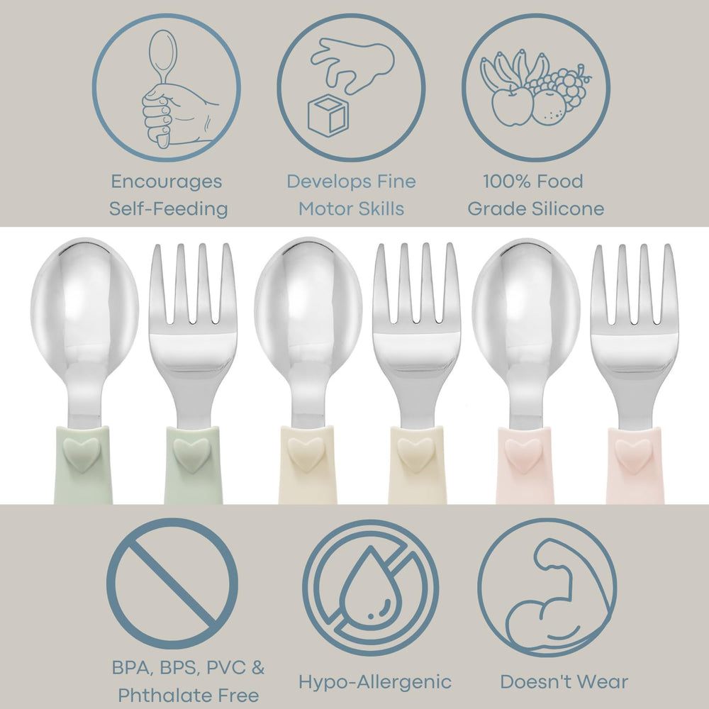 Ali+Oli toddler utensils modern neutral color fits any tableware