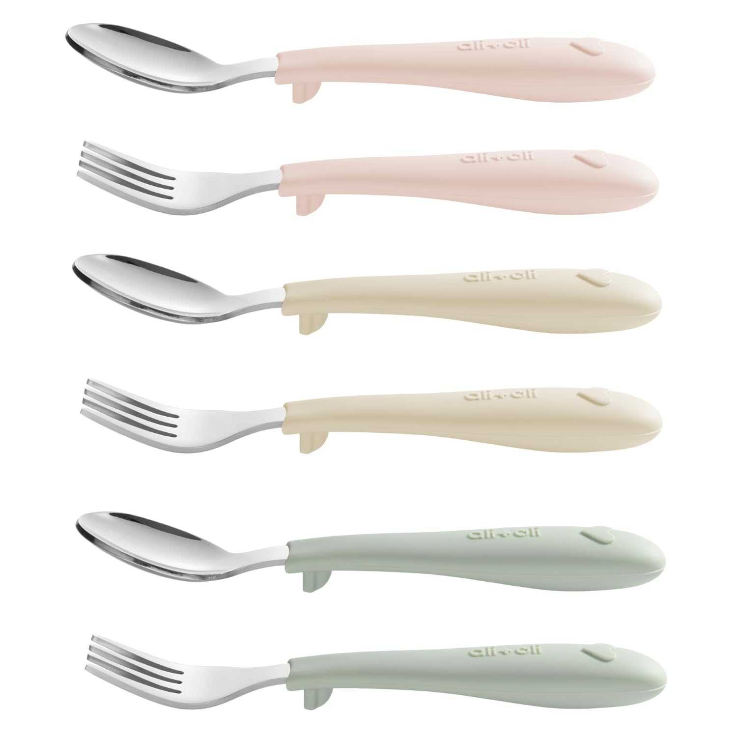 Ali+Oli toddler utensils spoons with silicone handles for easy self-feeding and a comfortable grip