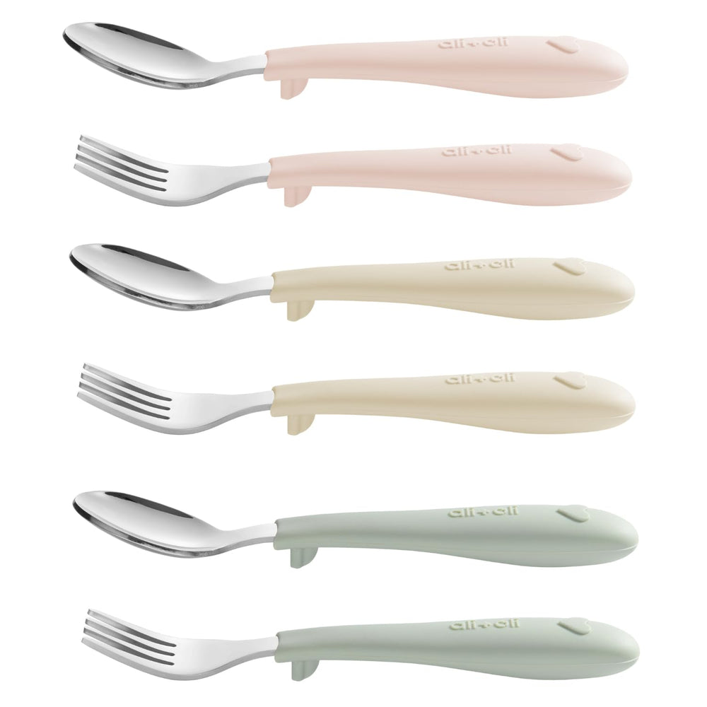 Ali+Oli toddler utensils spoons with silicone handles for easy self-feeding and a comfortable grip