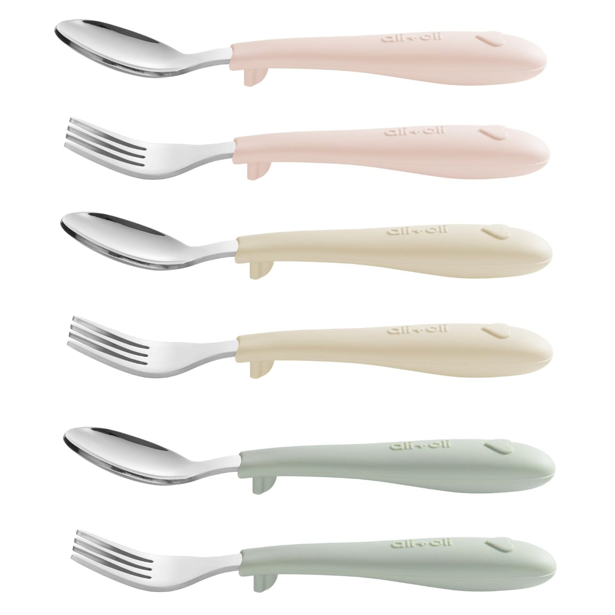 Ali+Oli toddler utensils spoons with silicone handles for easy self-feeding and a comfortable grip