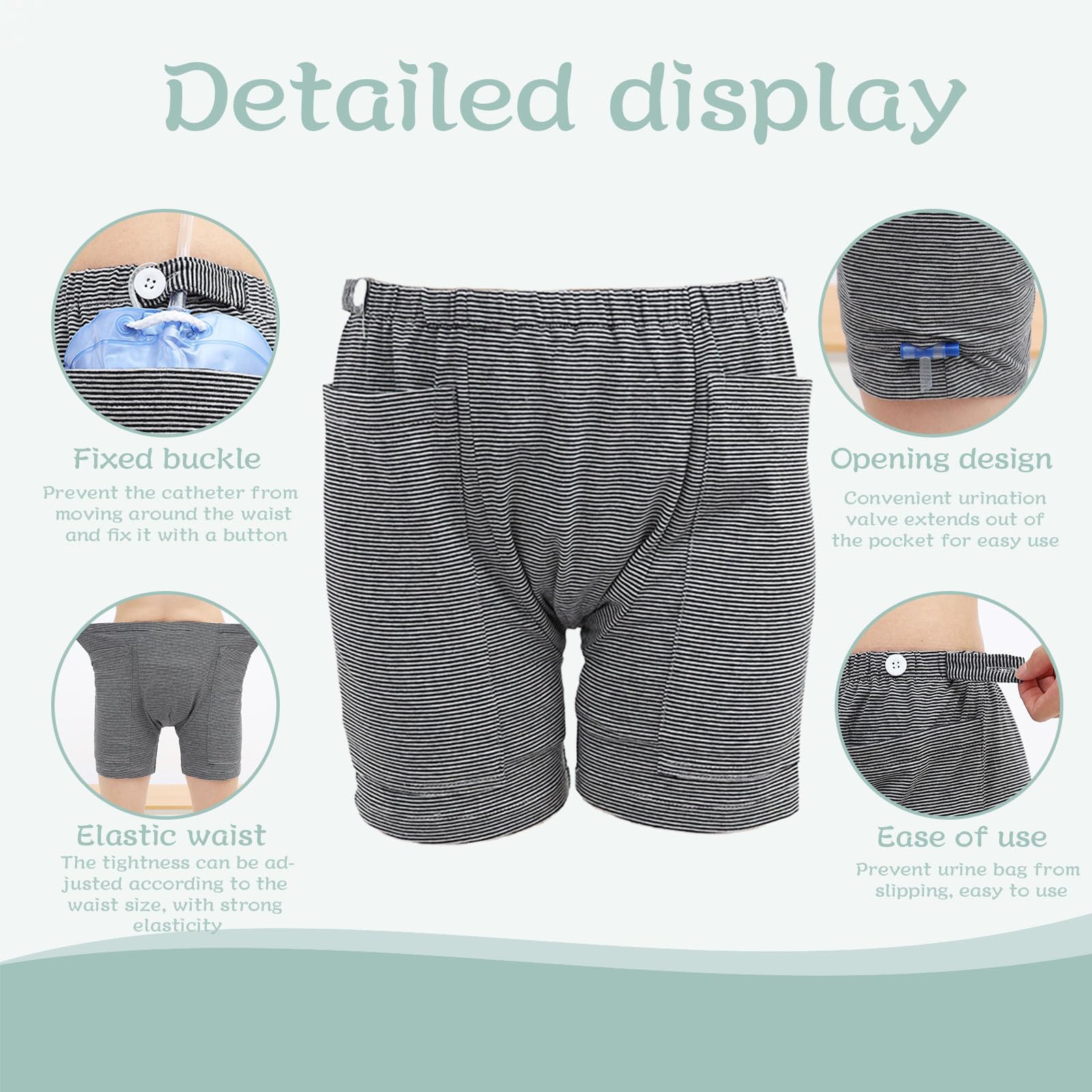 ALIALAVESTA catheter bag pants feature a waist-fix buckle to prevent slipping.