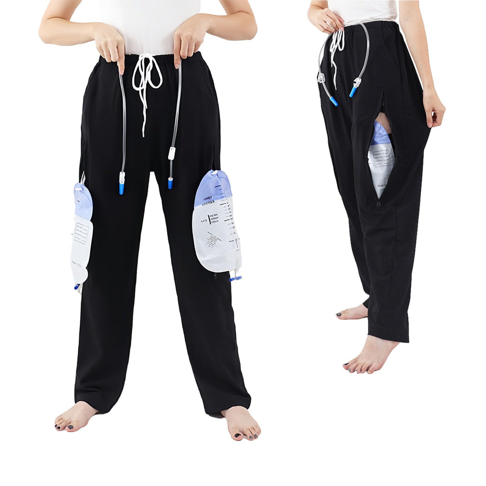 ALIALAVESTA incontinence pants with catheter pockets for discreet urine bag storage