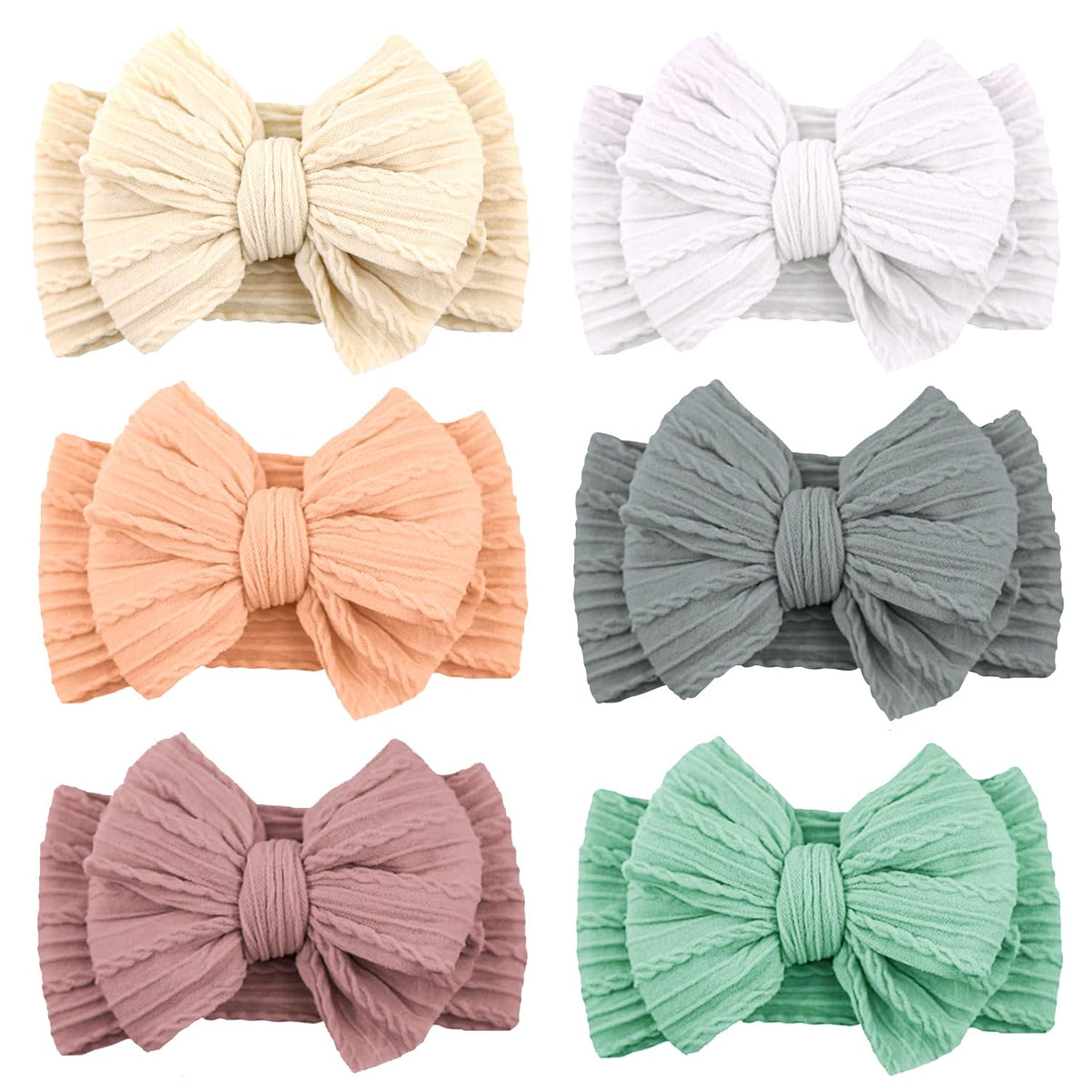 ALinmo 6-pack baby headbands in six colors for everyday outfits and gentle wear