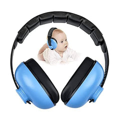 Alitamei blue noise cancelling earmuffs on an infant for gentle noise protection.
