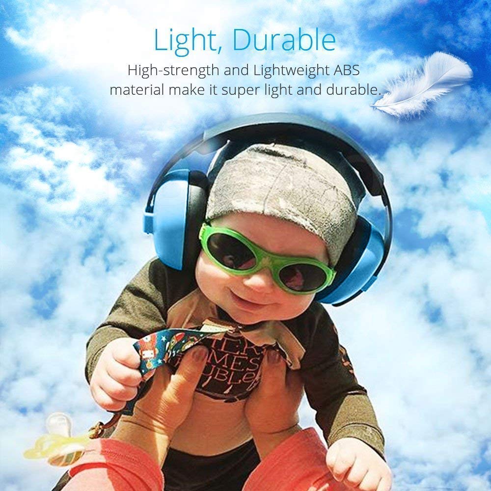 Alitamei compact blue earmuffs ideal for car rides and theme parks.
