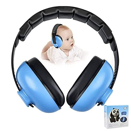 Soft padded blue earmuffs from Alitamei provide comfortable coverage.