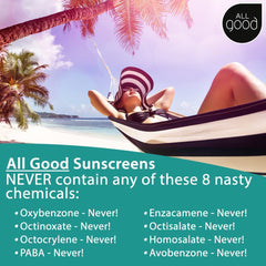 All Good Sports sunscreen butter stick during swimming offers water resistance without residue.